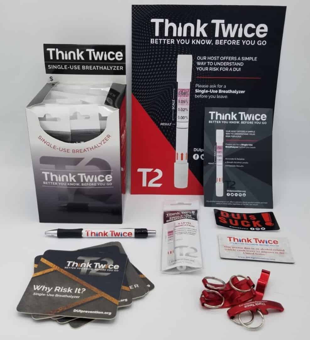 T2 SingleUse Breathalyzer Think Twice DUI Prevention
